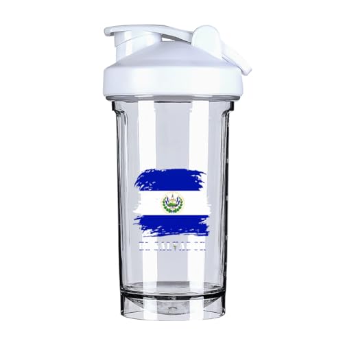 Vintage El Salvadorean Flag 18 Ounce Shaker Bottle Drink Mixer Leak-proof Pre Workout Protein Shakes Meal Replacement Shakes Bottles 500ML/18 Oz White