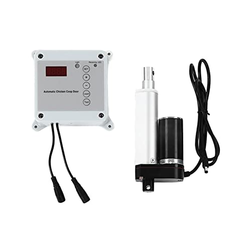 Automatisches Hühnerstall-Öffner-Kit mit Sicherheitsmechanismus, Regenfestem Außen-Timer-Controller-Stellmotor, 12-V-DC…