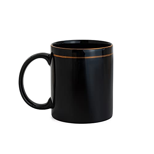 Image of Clay Craft Fine Ceramic Coffee Mug 350 ml- Premium Gold Mugs Suited for Home, Kitchen, Office Desks and for Gifting Purpose (1 Mug- Black Gold Line)