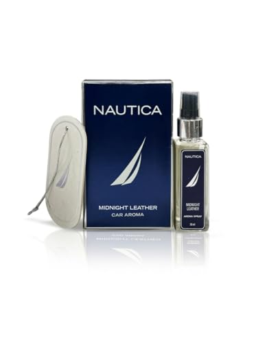Image of NAUTICA Luxury Car Fragrance Spray with Hanging Tag Card | Midnight Leather | 50ml premium Car Air Freshener | 300+ Sprays | Long Lasting Car Freshener | Car Odour Remover