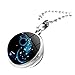 Collier avec pendentif double face en forme de boule de verre - 12 signes du zodiaque - Cadeau d'anniversaire pour homme et femme - Tn1439
