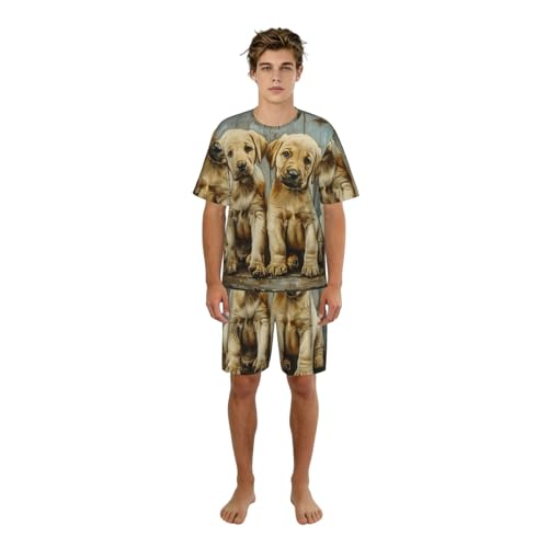 Ensemble pyjama élégant homme imprimé chien aux finitions haut de gamme
