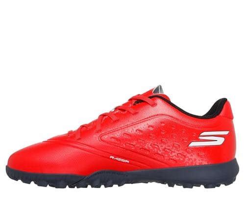 Skechers Razor 1.5 Jr Youth TF Turf - Scarpe da Calcio Leggere per Bambini, Colore Rosso Sintetico/Bordo Nero, Taglia 42