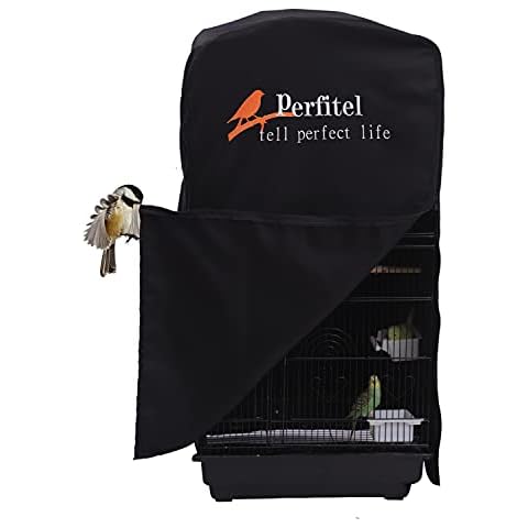 Perfitel Bird Cage Cover(Black) Good Night Birdcage Cover Black-Out Birdcage Cover Durable Breathable Washable Material… (18.1Lx14.1Wx36H) Cover