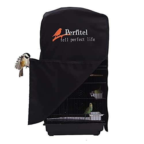 Perfitel Bird Cage Cover(Black) Good Night Birdcage Cover Black-Out Birdcage Cover Durable Breathable Washable Material… (18.1Lx14.1Wx36H)