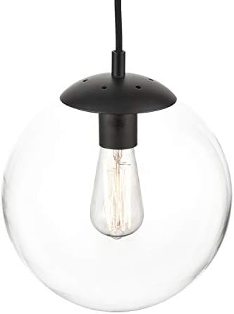 Light Society Zeno Globe Pendant, Clear Glass with Black Finish, Contemporary Mid Century Modern Style Lighting Fixture (LS-C175-BK-CL)