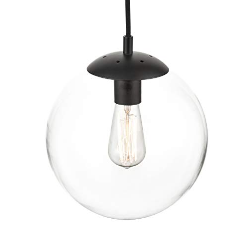 Light Society Zeno Globe Pendant, Clear Glass with Black Finish, Contemporary Mid Century Modern Style Lighting Fixture (LS-C175-BK-CL)