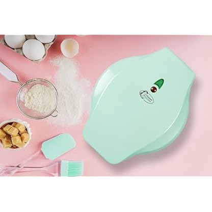 Bestron Waffeleisen für Mini-Dino-Cookie's, Mini-Cookie-Maker in Dinosaurier-Motiven, Waffeleisen für Mini-Waffel-Kekse, mit Backampel & Antihaftbeschichtung, 700 Watt, Farbe: Mint – Bild 4