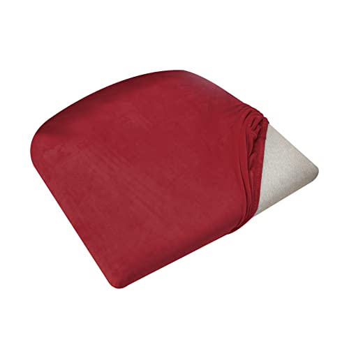 Fansu Funda de Asiento de Silla Comedor 1 2 4 6 Piezas, Color Sólido Fundas para Asiento de Sillas Elástica Terciopelo Fundas para Sillas sin Respaldo (Vino Rojo,1 Piezas)