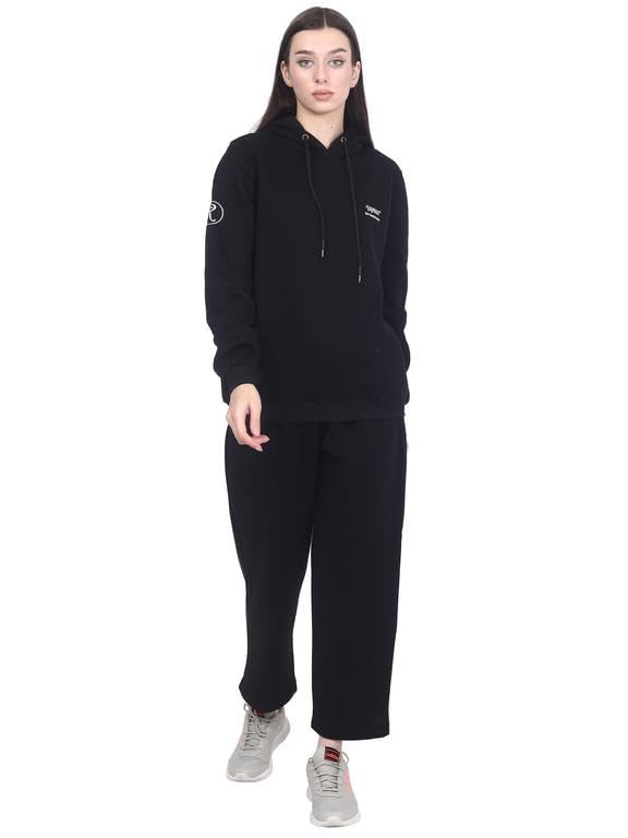 rangriwaz Women's Performance Cotton Hoody Set for Winter Season- Black-picture-26