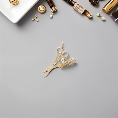 Broche 6 piezas tijeras y peine con rhinestone miniatura 4