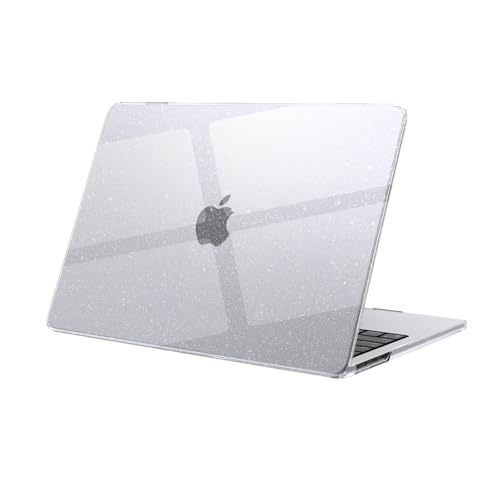 eleger Cover compatibile con MacBook Air 13 pollici M5 A3449 M4 A3240 M3 A3113 M2 A2681, uscita nel 2026 2025 2024 2022, Custodia dura per Mac Book Air 13.6', Glitter trasparente