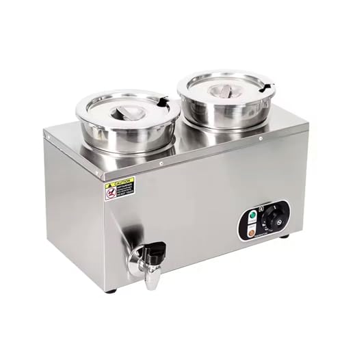 Calentador de Sopa eléctrica, 7L Bain Marie Buffet de Acero Inoxidable Calentador de Alimentos para Restaurante, Hotel, Comedor, Mesa de Vapor Comercial, Ideal para Catering y Servicio de Alimentos