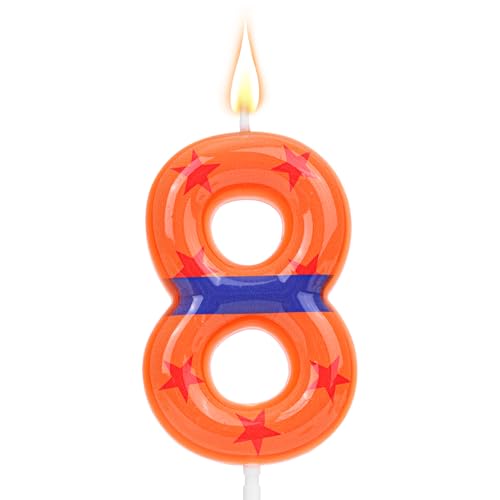 SAVITA Vela de Cumpleaños Temática Anime, Vela Numérica para Pastel con Cinturón Naranja y Azul y Adorno de Cupcake para Decoración Caricaturas (8)