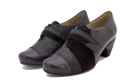 Zapato cómodo de piel caoba PieSanto con tira ajustable para mujer 2