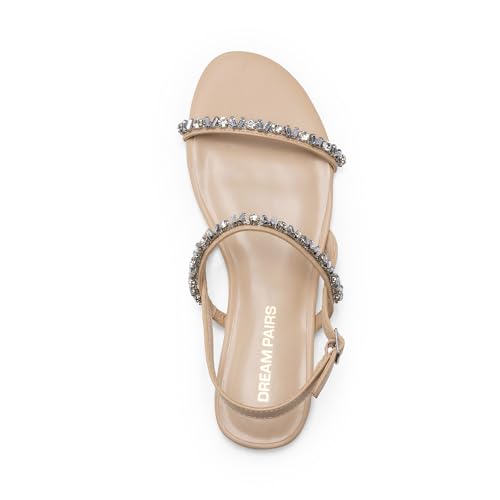 Image of DREAM PAIRS Women's Rhinestone Sandals Open Toe Casual Dressy Sparkly Comfortable Flat Summer Shoes
