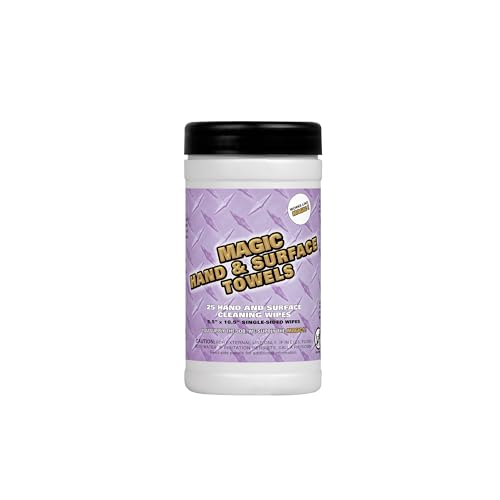 Image of Magic Heavy Duty Cleaning Wipes - Single Sided Hand & Surface Shop Towels | Professional-grade Cleaning | Waterless | Moisturizing | Cleans Grease, Oil, Dirt, & more (3 Pack | 75 Sheets Total)
