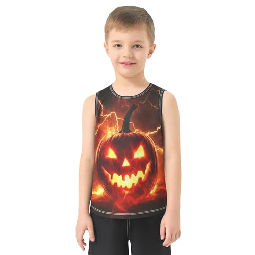 Boys Tank Top Shirts Halloween Pumpkin Lantern Sleeveless T-Shirts Crew Neck for Kids Clothing Children2