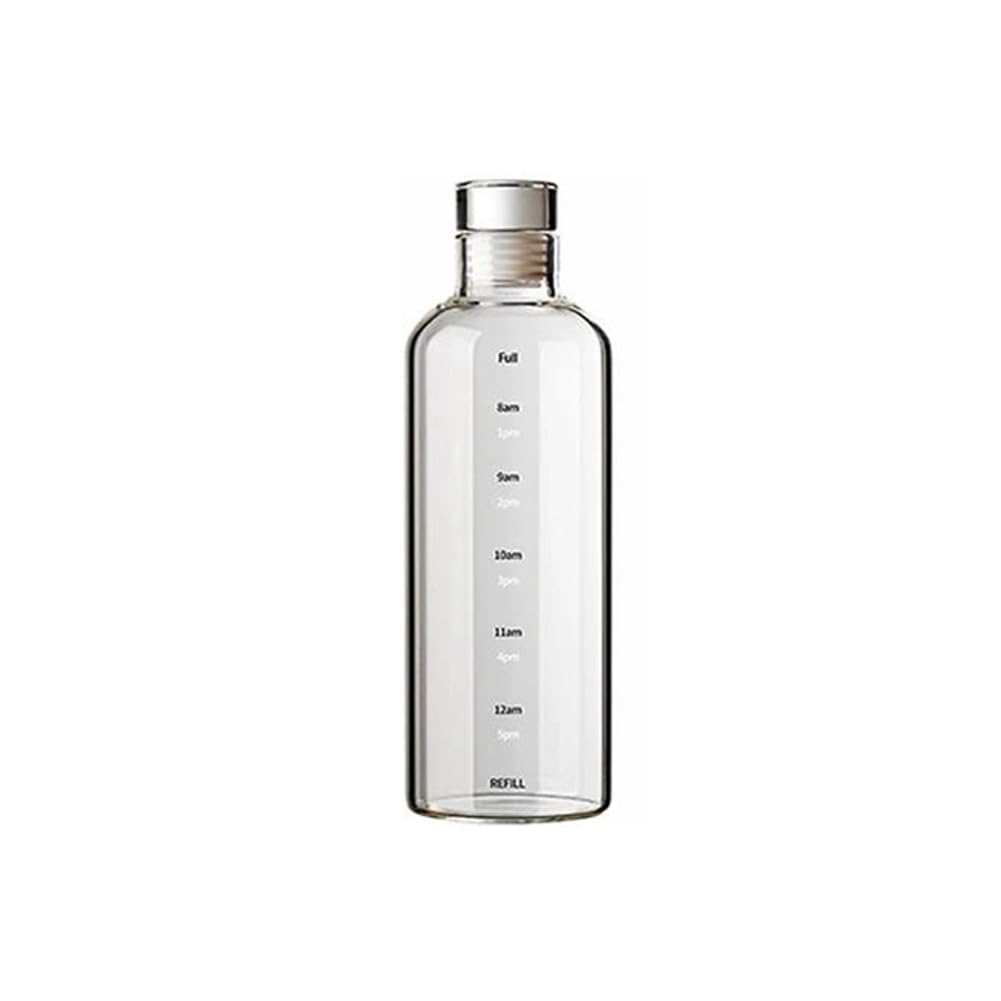 CTRLZS Portable Glass Sports Water Bottle 500/750/1000ml with Time Scale Sealed Brewing Wine Container Water Bottle B