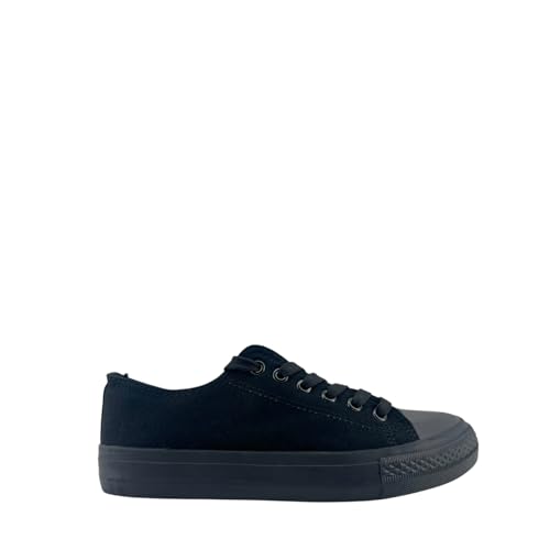 MODELISA - Zapatillas Deportivas De Lona Estilo Casual Mujer (All Black, Sistema Tallas Calzado EU, Adulto, Mujer, Números, Mediano, 39)