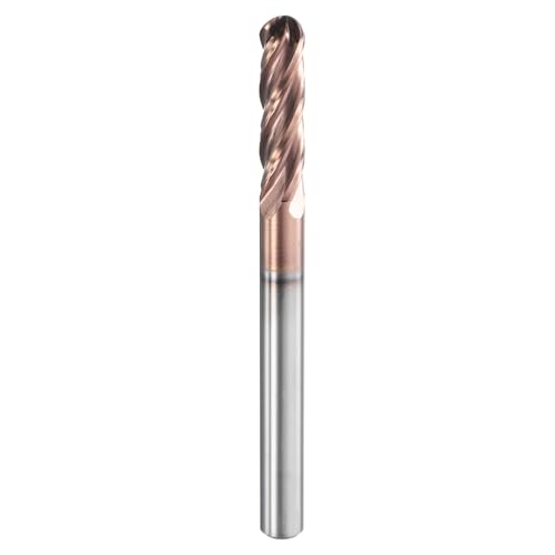 Image of HARFINGTON Ball Nose End Mill 4 Flute 3 /16 inch Diameter 3 /16 inch Shank Tungsten Carbide Uncoated Spiral CNC Router Bits 3 /4 inch Cutting Length Single End Ball for Carving Engraving Grinding