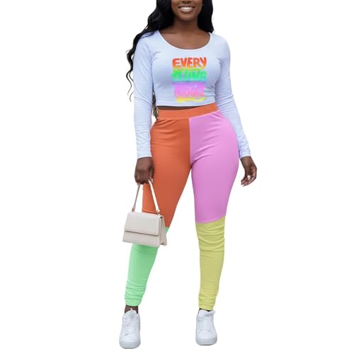 Haut imprimé manches longues et leggings élastique pour retrouver confiance en soi au sport