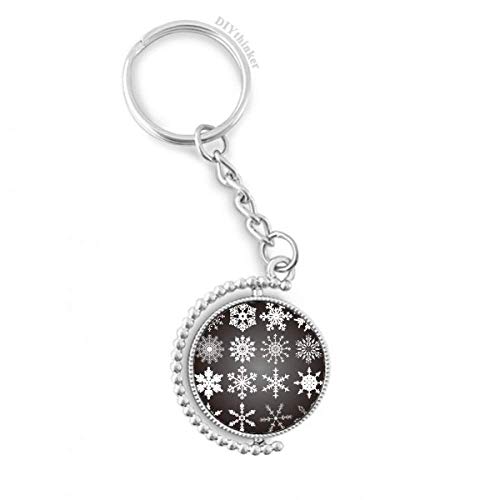 Joyeux noël flocon de neige illustration anneau porte-clés rotatif multicolore 1,2x3,5 pouces