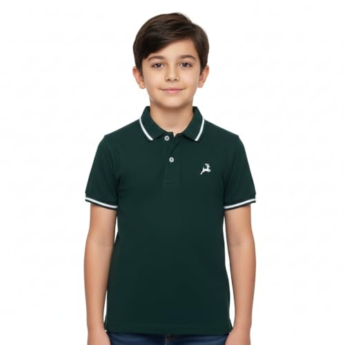 Image of Cloth Theory Boys Cotton Polo T-Shirt for Kids Regular Fit Half Sleeve Casual Summer Polo Neck T-Shirt