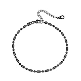 アンクレット レディース ブラック ステンレス つけっぽなし ボールチェーン シンプル つけっぽなし 幅3mm 黒い 女性 アクセサリー