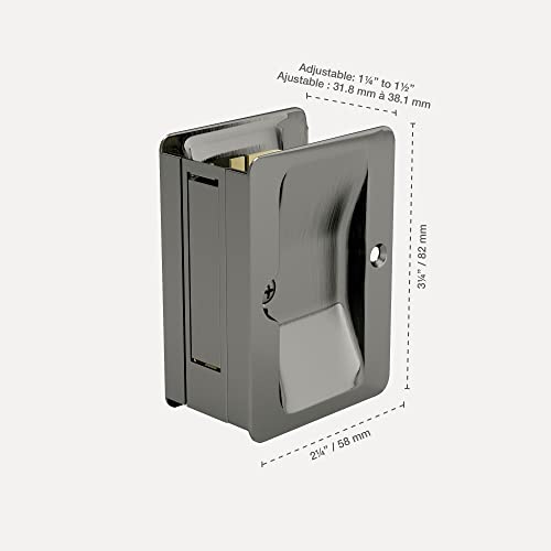 Image of Richelieu Hardware 1700ANPSBC Onward Pocket Door Pull, Passage Lock, 3 1 /4 in (82 mm), Rectangular, Antique Nickel (Pack of 2)