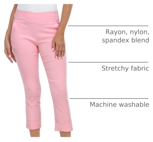 Image of HDE Pull On Capri Pant for Women w /Pockets Elastic Waist Cropped Work Pant