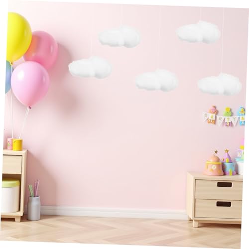 Nuages artificiels 3D en coton blanc lot de 4 suspensions légères de 15 cm - 5