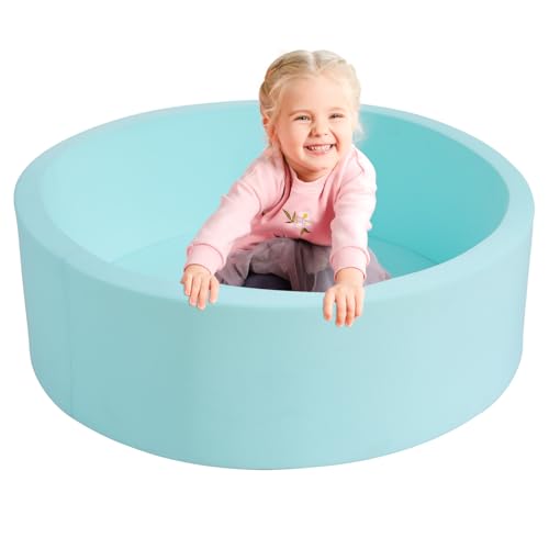 Image of TRENDBOX Memory Foam Sponge Indoor Round Ball Pit (NO Balls) for Toddler Children - Light Blue