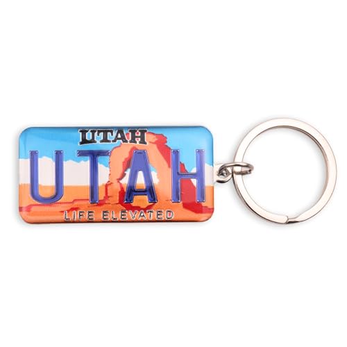 Westmon Works Utah Keychain Souvenir Life Elevated State License Plate
