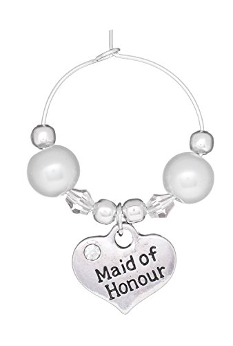 Libby's Market Place Maid of Honour Wedding Wine Glass Charm on a Gift Card