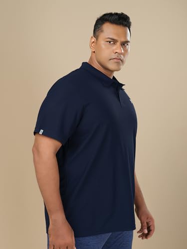 Image of TECHNOSPORT Men's Solid Slim Fit Polo Collar T-Shirt MATPIQ Half Sleeve Button Polyester for Gym Golf Casual Anti Odour UPF50+
