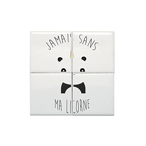 Carreaux céramique décoratif licorne panda lot de 4 dalles de faïence murale 15,2x15,2 cm