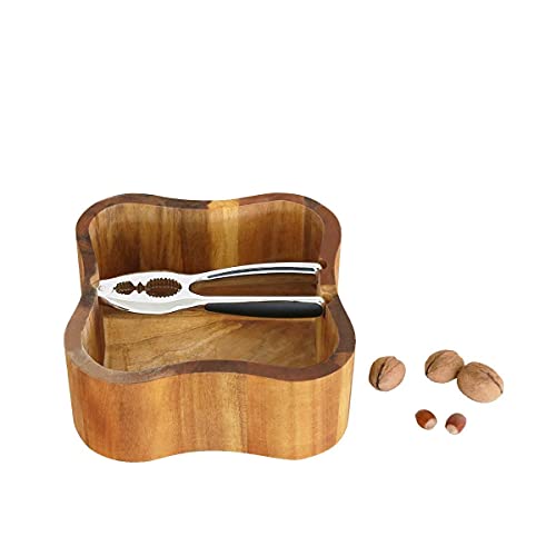 CONTINENTA 440s Nussschale, Akazie, mit Nuss-Knacker, ca. 20 x 20 x 8 cm