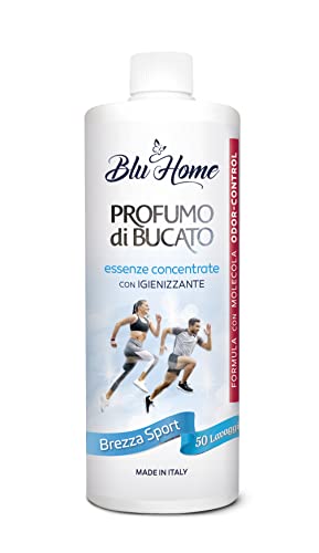 Blu Home Perfume de lavagem, essência para perfumar a lavagem de longa duração, super concentrado para máquina de lavar (Brezza Sport, 500 ml (embalagem de 1)