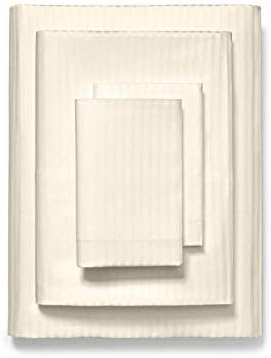 viceroy bedding 100% Egyptian Cotton, BOUTIQUE STRIPE Flat Sheet, CREAM, King Bed Size, 800 Thread Count