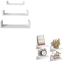 SRIWATANA U Shelves Wall Mounted Set of 3 and Small Floating Shelves Set of 4