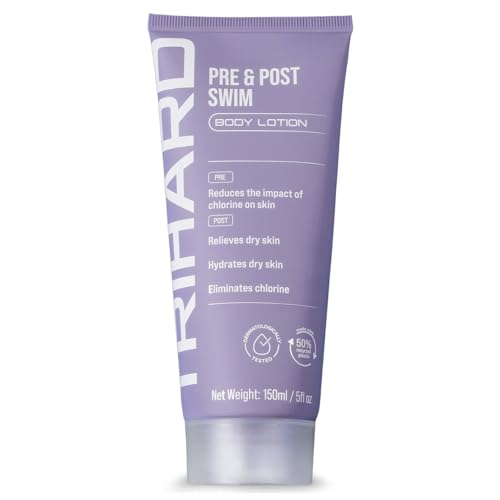 TRIHARD Chlorine Defense Body Lotion for Swimmers, Protects and Hydrates Sensitive Skin from Pool and Ocean, Pre and Post Swim Chlorine Protection from Hard Water and Chemicals
