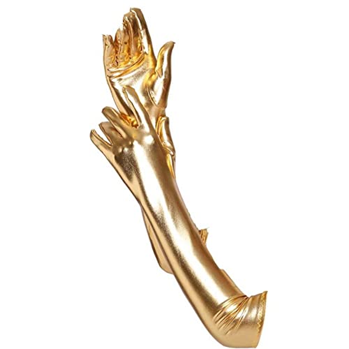 Achsoo Gants longs sexy en similicuir pour femme (Or (Cuir Verni))
