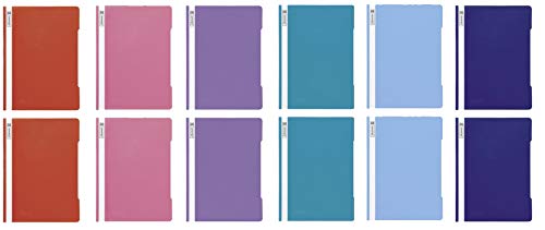 12 Brunnen Schnellhefter A4 farbig sortiert PP-Folie glasklares Deckblatt (Pastell Deluxe)
