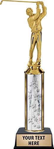 Crown Awards Golf Male Trophies, Personalized Silver Golf Male Trophy with Custom Engraving Prime