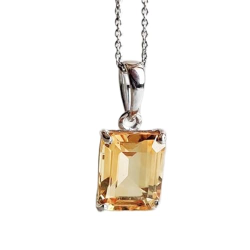 Collier rectangulaire citrine naturelle idée cadeau succès bonheur