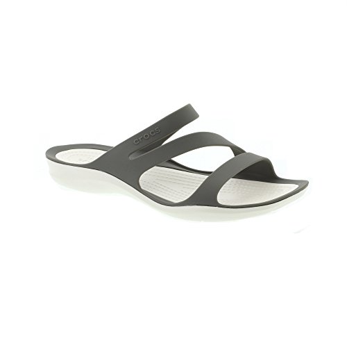 Crocs Swiftwater Sandal W Sandalias para Mujer, Smoke/White, 37/38 EU