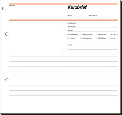 Sigel Formularbuch Kurzbrief 2/3 A4 VE=50 Blatt