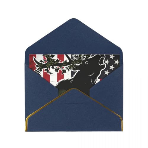VAFZASC Elegant Gold Foil Border Shimmer Greeting Card Set Patriotic Deer