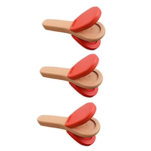 BESPORTBLE 2sets 3pcs Wooden Castanets Handheld for Educational Music Percussion Plaything for Rhythm Development and Coordination Skills Random Style Random Color 3pcs*2